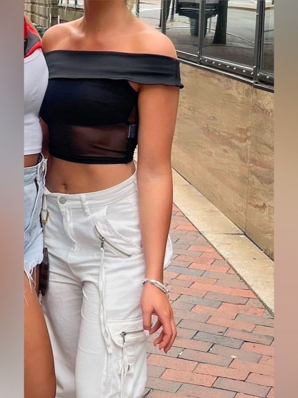 Black Off-Shoulder Crop Top Like New
